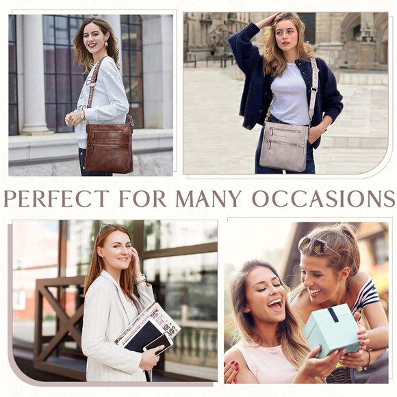 Women Crossbody Bag Vegan Leather Multi-pocket Compact Stylish Gift - Picture 7 of 7